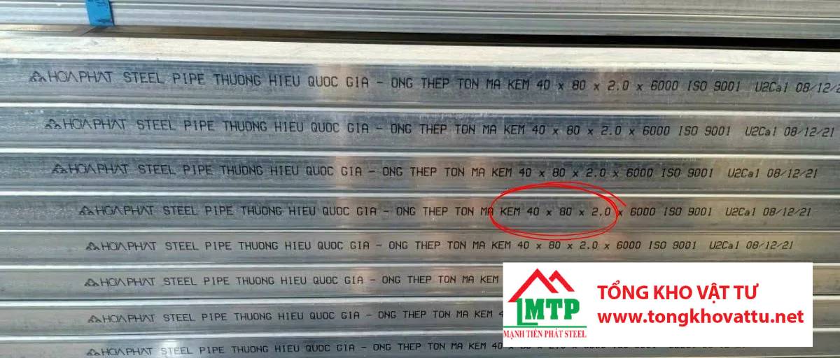 Giá sắt hộp mạ kẽm 40×80 hôm nay