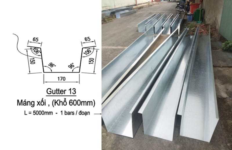 Kích Thước Máng Xối Thu Nước Các Loại Tôn, Nhựa, Inox