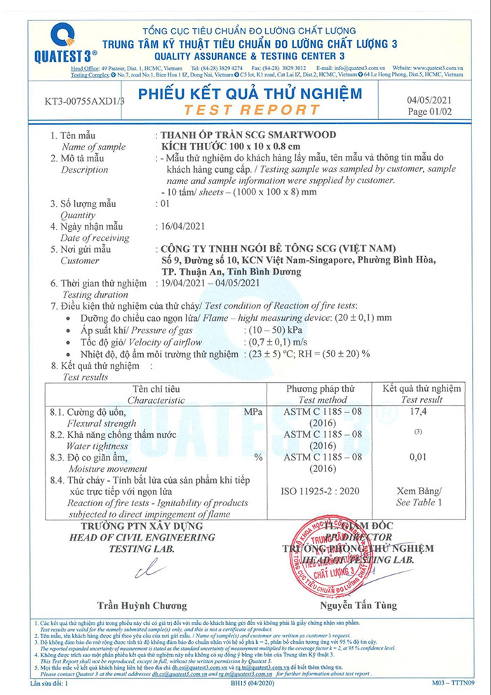 Tấm trần xi măng vân gỗ Smartwood SCG Thái Lan | Ốp trần siêu nhẹ