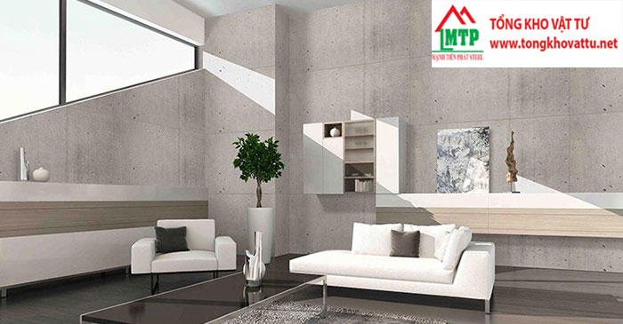 Ốp tường bằng tấm xi măng vân trơn