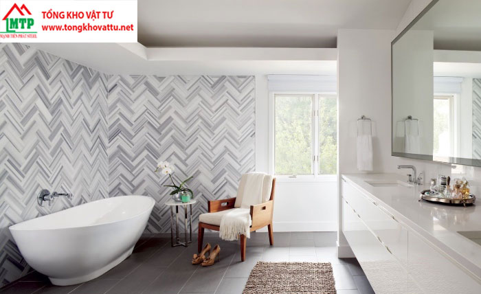 Ốp tường xi măng vân đá ốp theo kiểu Double Block Herringbone