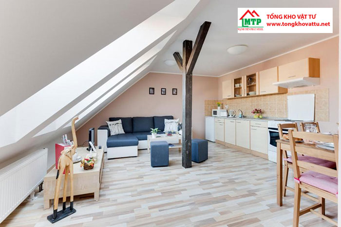 Tấm 3D làm gác bằng gỗ ghép cho căn hộ vừa và nhỏ