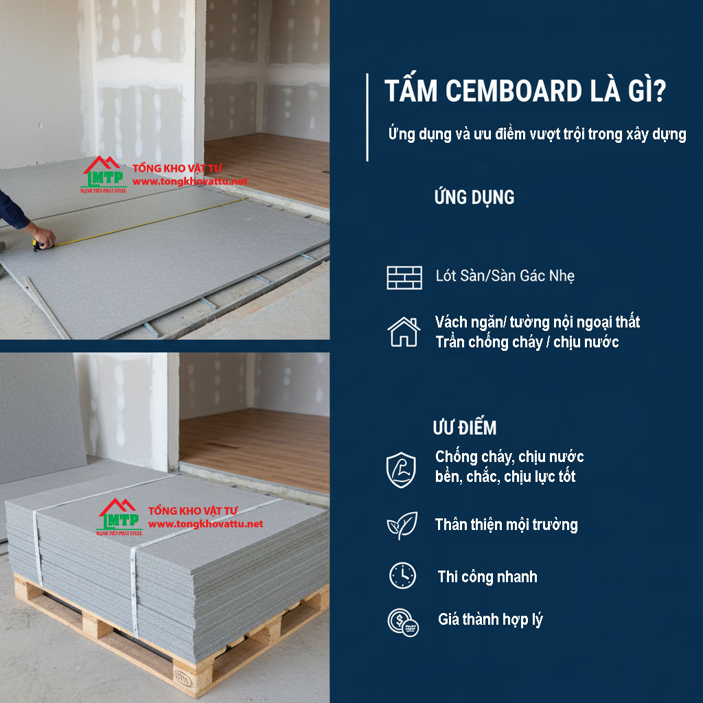 Tấm Cemboard là gì? Ứng dụng và ưu điểm vượt trội trong xây dựng