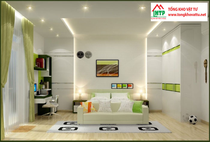 Tấm xi măng trắng được ứng dụng làm trần nhà